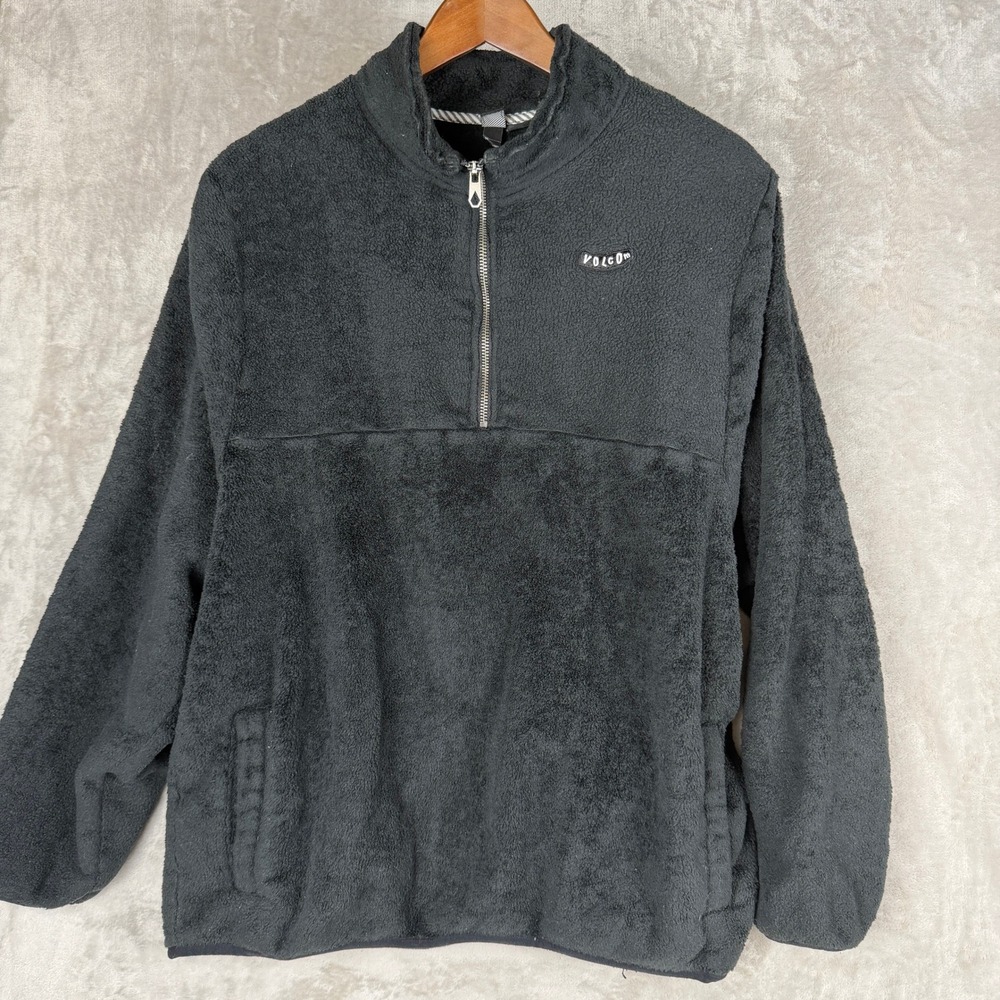 Volcom Kids XXL 14 Black Fleece Quarter Zip Pullover Mock Neck Sweatshirt